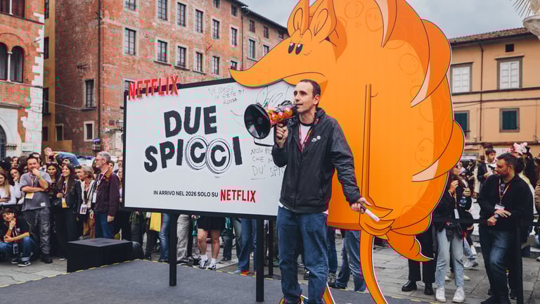 Zerocalcare Billboard at Piazza San Michele, at Lucca Comics & Games 2025 in Lucca, Italy, 1 November 2025 