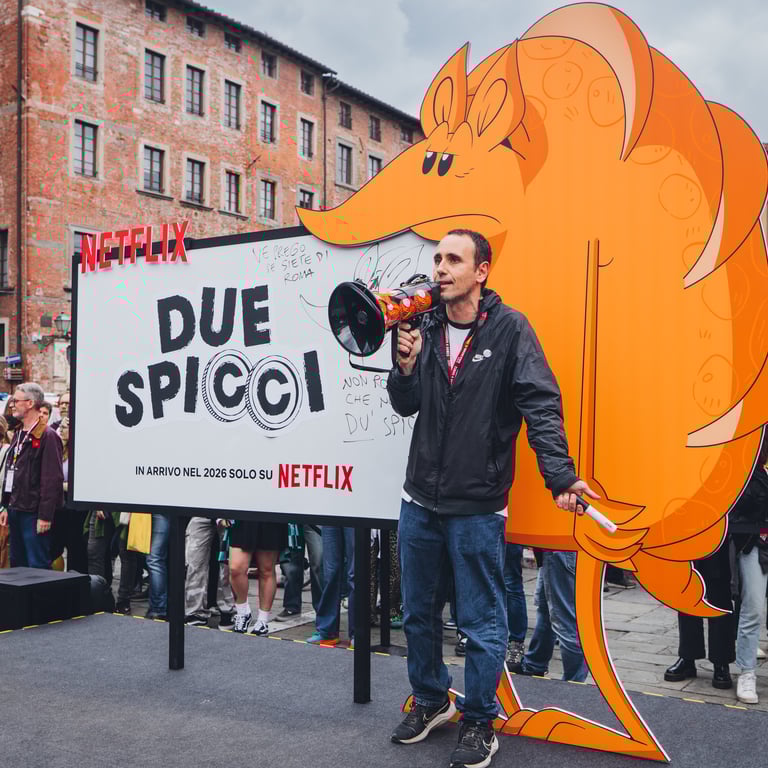 Zerocalcare Billboard at Piazza San Michele, at Lucca Comics & Games 2025 in Lucca, Italy, 1 November 2025 